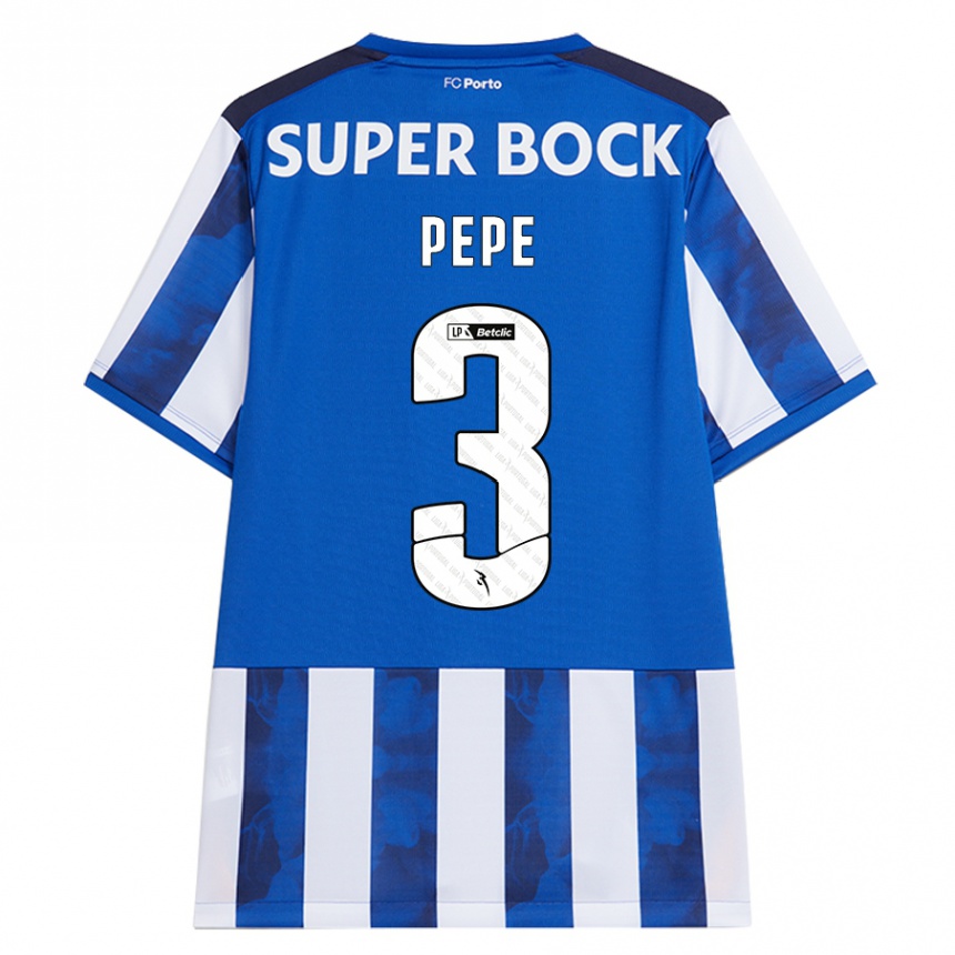 Kids Football Pepe #3 Blue White Home Jersey 2024/25 T-Shirt Australia