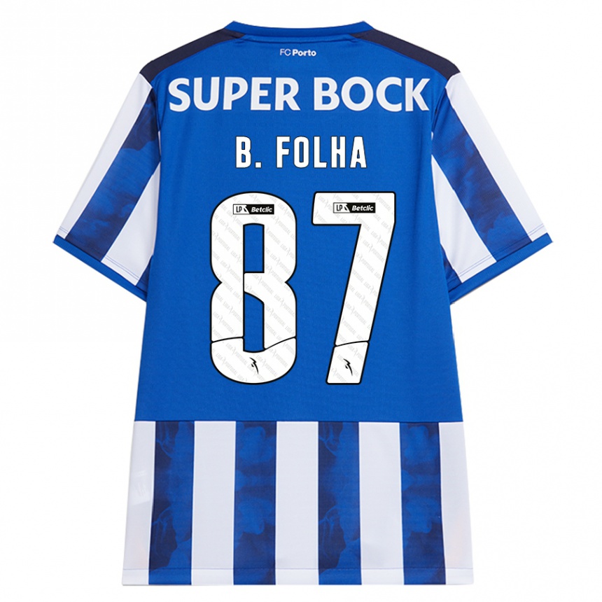 Kids Football Bernardo Folha #87 Blue White Home Jersey 2024/25 T-Shirt Australia