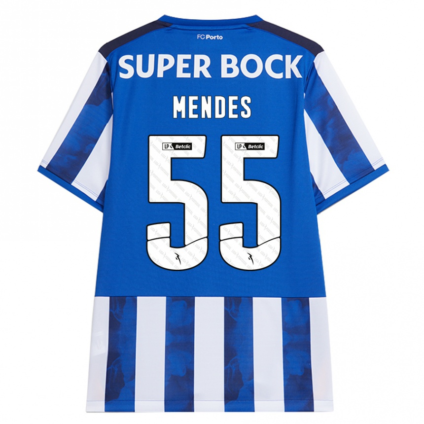 Kids Football João Mendes #55 Blue White Home Jersey 2024/25 T-Shirt Australia