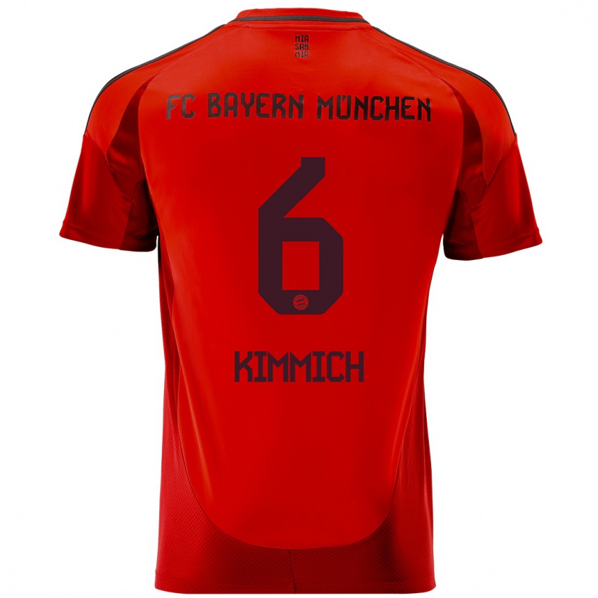 Kids Football Joshua Kimmich #6 Red Home Jersey 2024/25 T-Shirt Australia