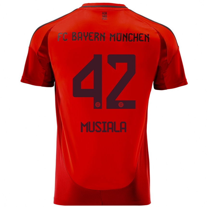 Kids Football Jamal Musiala #42 Red Home Jersey 2024/25 T-Shirt Australia