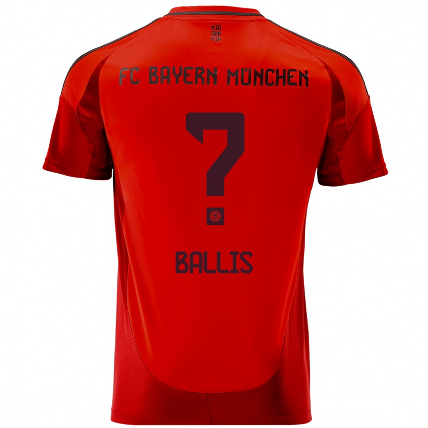 Kids Football Benjamin Ballis #0 Red Home Jersey 2024/25 T-Shirt Australia