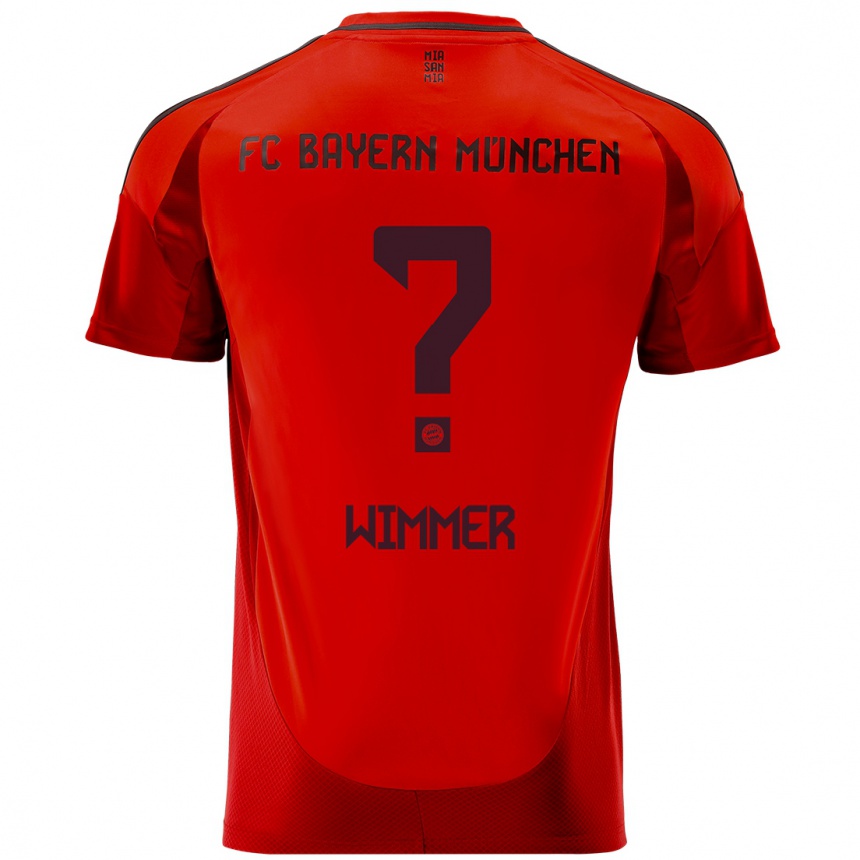 Kids Football Benedikt Wimmer #0 Red Home Jersey 2024/25 T-Shirt Australia