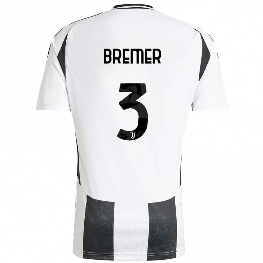 Kids Football Bremer #3 White Black Home Jersey 2024/25 T-Shirt Australia