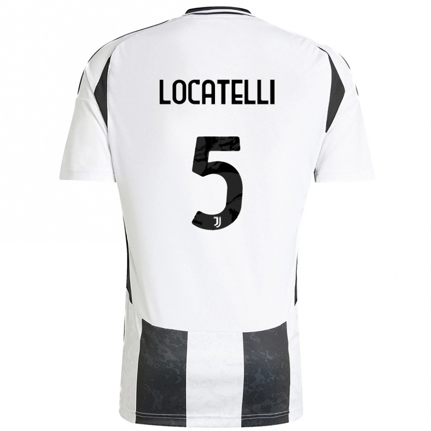 Kids Football Manuel Locatelli #5 White Black Home Jersey 2024/25 T-Shirt Australia