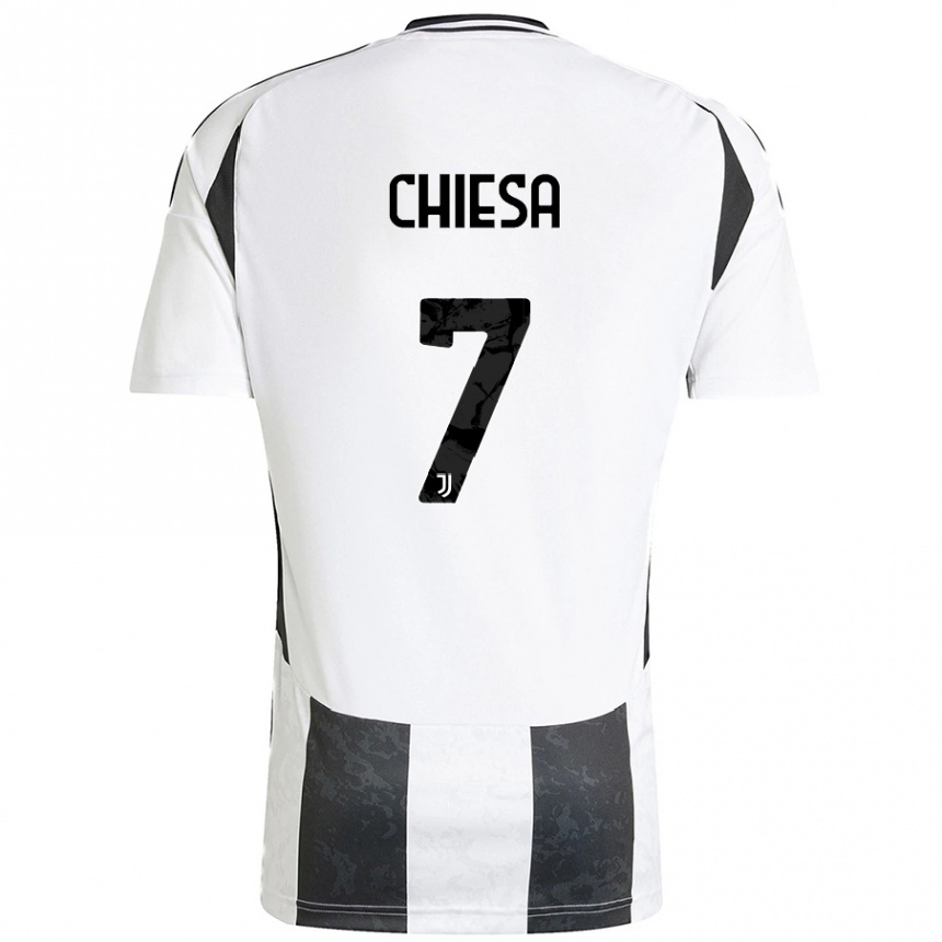 Kids Football Federico Chiesa #7 White Black Home Jersey 2024/25 T-Shirt Australia