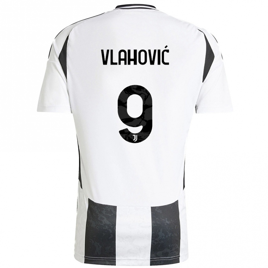 Kids Football Dusan Vlahovic #9 White Black Home Jersey 2024/25 T-Shirt Australia