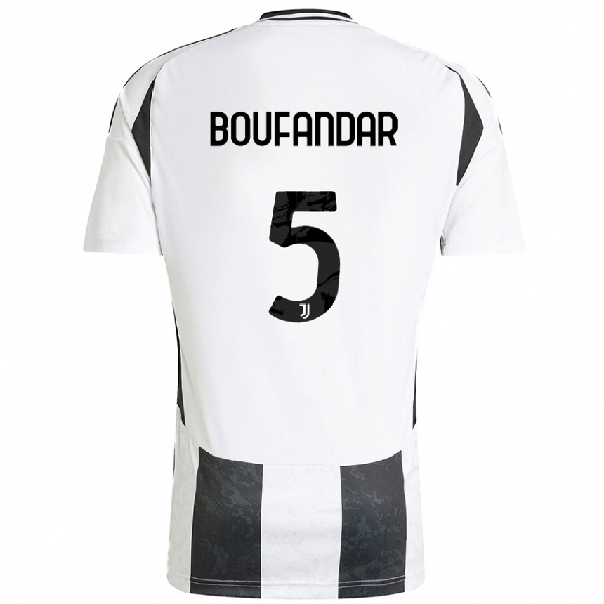 Kids Football Adam Boufandar #5 White Black Home Jersey 2024/25 T-Shirt Australia