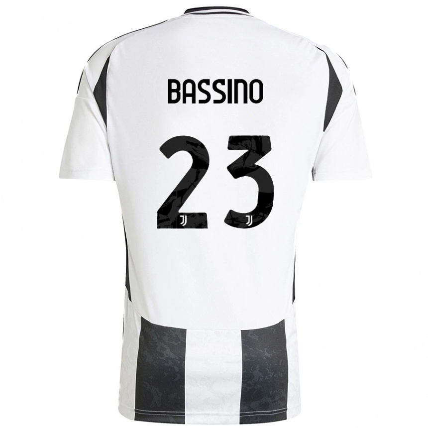 Kids Football Alessandro Bassino #23 White Black Home Jersey 2024/25 T-Shirt Australia