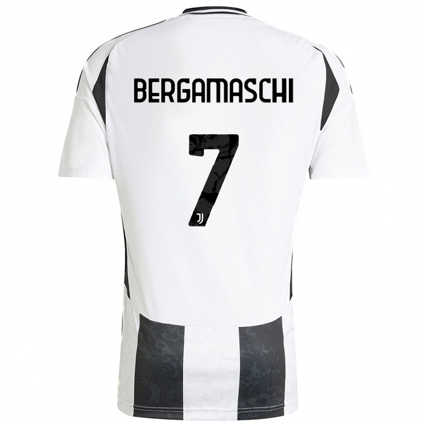 Kids Football Valentina Bergamaschi #7 White Black Home Jersey 2024/25 T-Shirt Australia