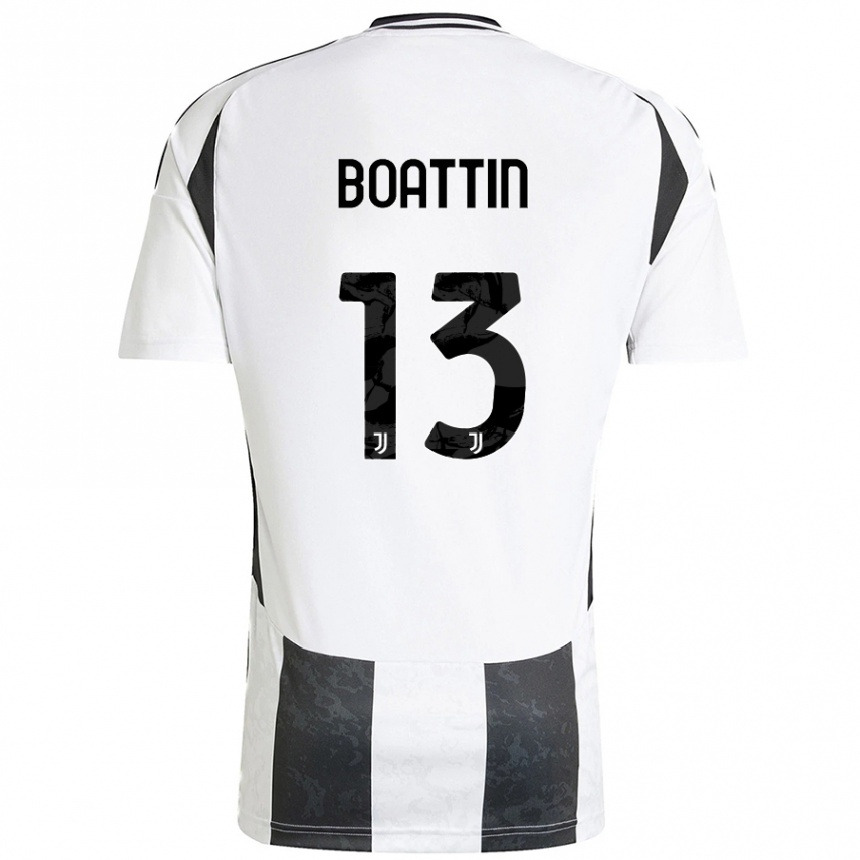 Kids Football Lisa Boattin #13 White Black Home Jersey 2024/25 T-Shirt Australia