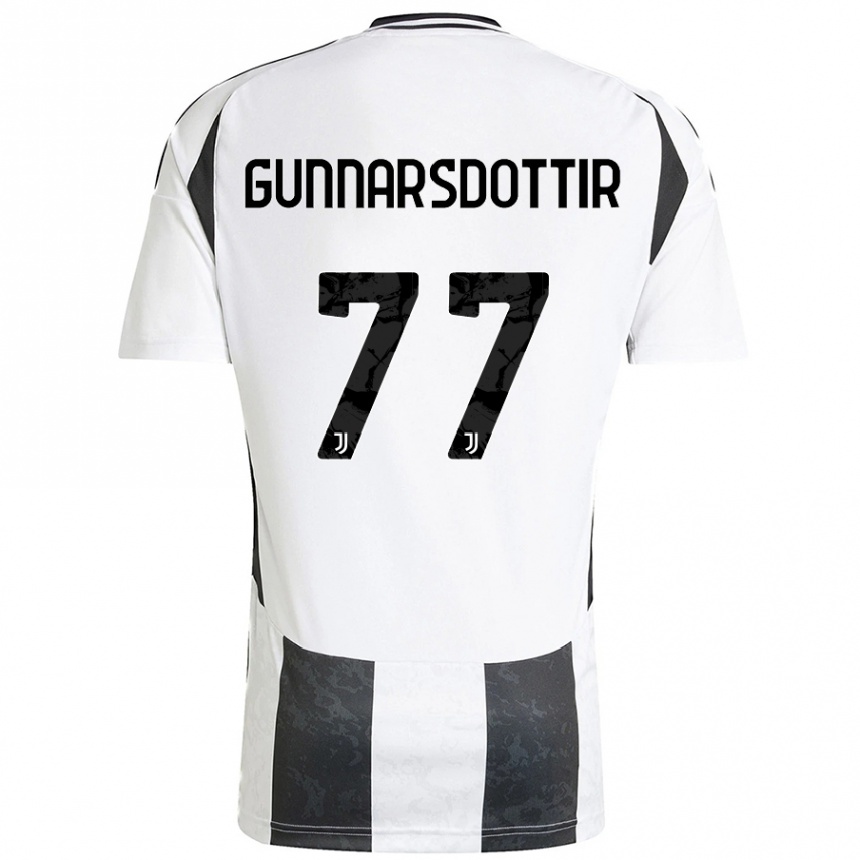 Kids Football Sara Bjork Gunnarsdottir #77 White Black Home Jersey 2024/25 T-Shirt Australia