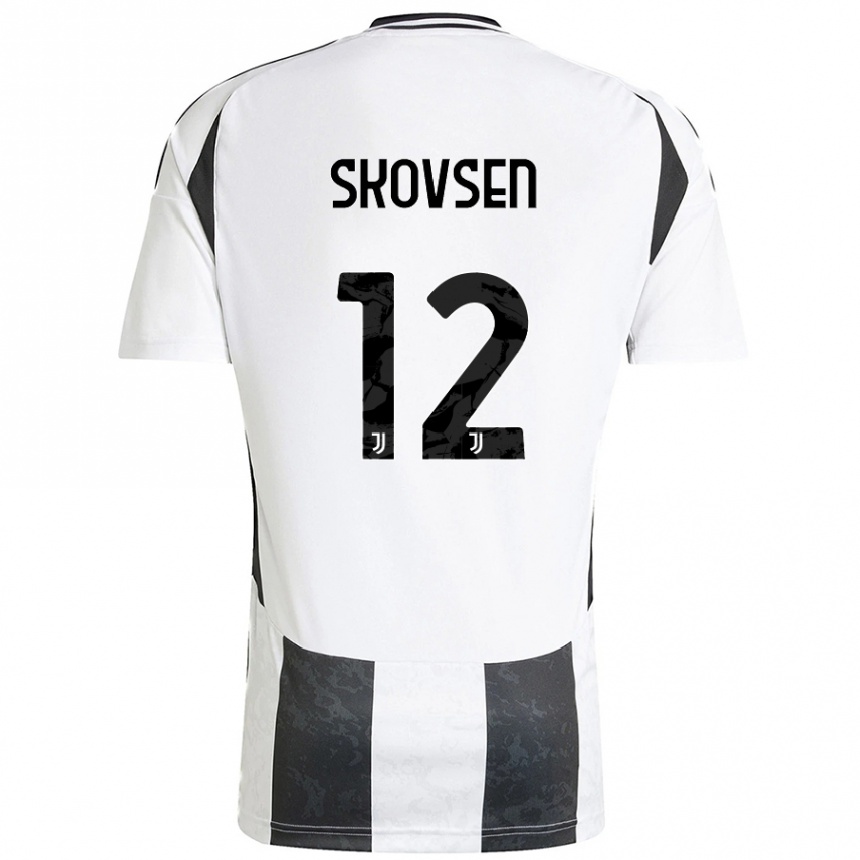 Kids Football Matilde Lundorf Skovsen #12 White Black Home Jersey 2024/25 T-Shirt Australia