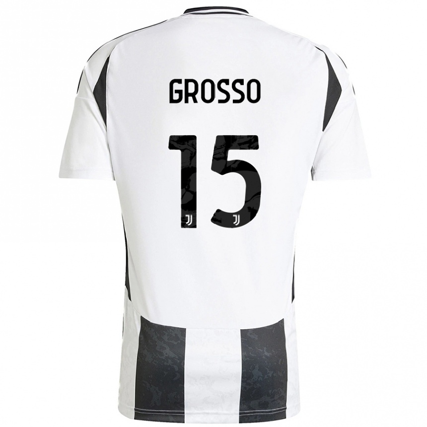 Kids Football Julia Grosso #15 White Black Home Jersey 2024/25 T-Shirt Australia