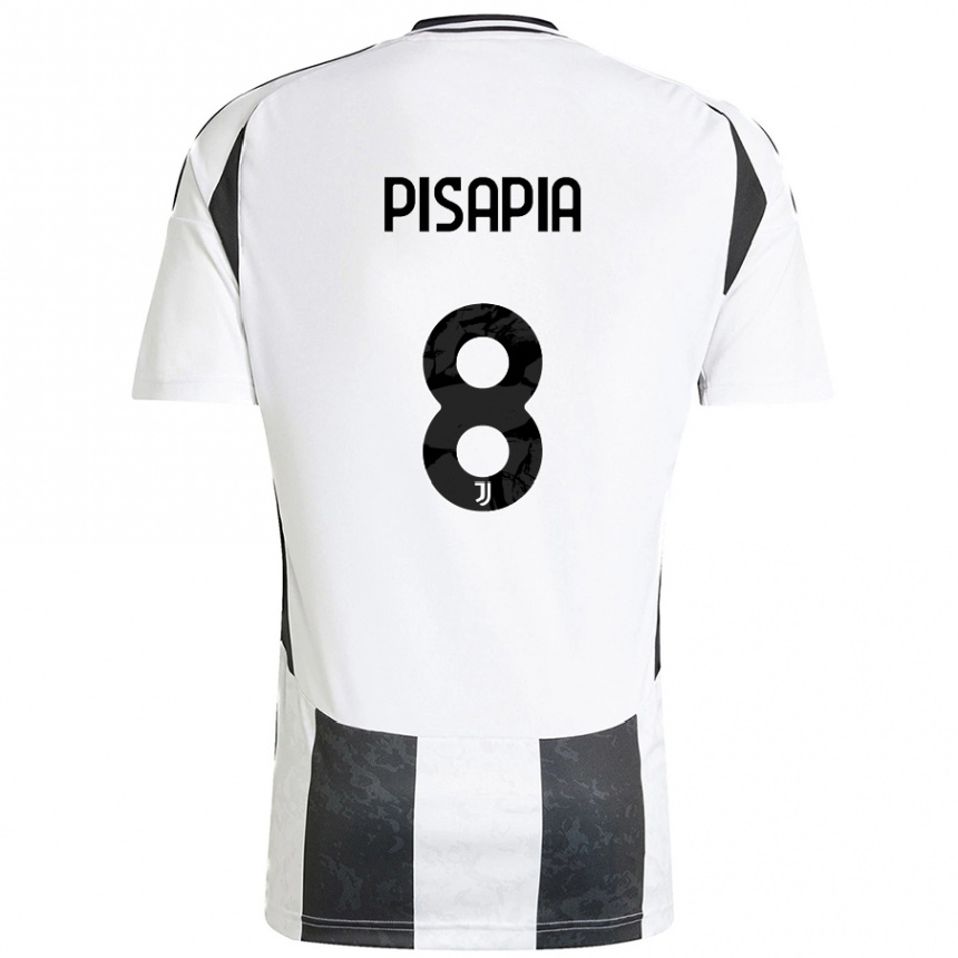 Kids Football Luciano Pisapia #8 White Black Home Jersey 2024/25 T-Shirt Australia