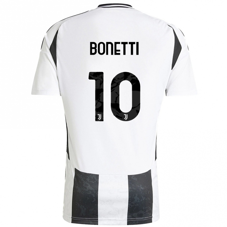 Kids Football Andrea Bonetti #10 White Black Home Jersey 2024/25 T-Shirt Australia