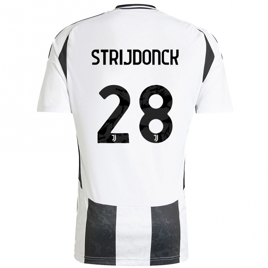 Kids Football Bayron Strijdonck #28 White Black Home Jersey 2024/25 T-Shirt Australia