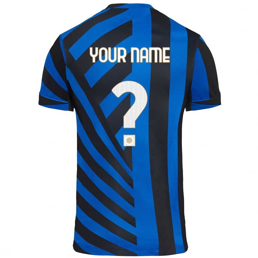 Kids Football Your Name #0 Blue Black Home Jersey 2024/25 T-Shirt Australia