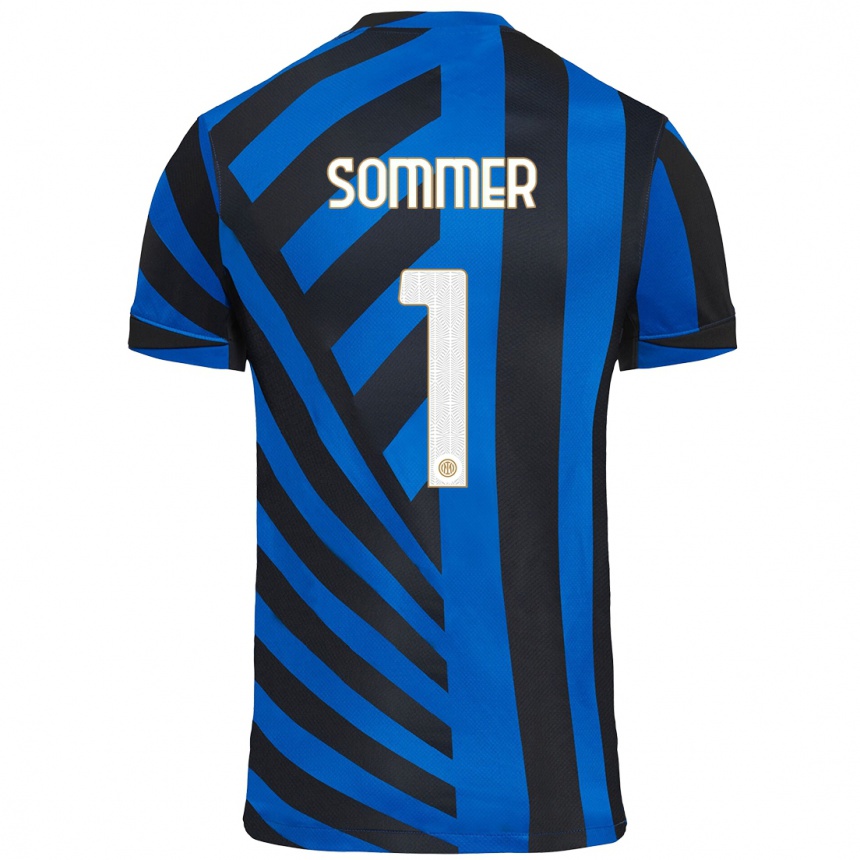 Kids Football Yann Sommer #1 Blue Black Home Jersey 2024/25 T-Shirt Australia