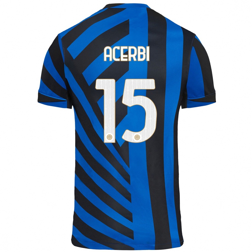 Kids Football Francesco Acerbi #15 Blue Black Home Jersey 2024/25 T-Shirt Australia