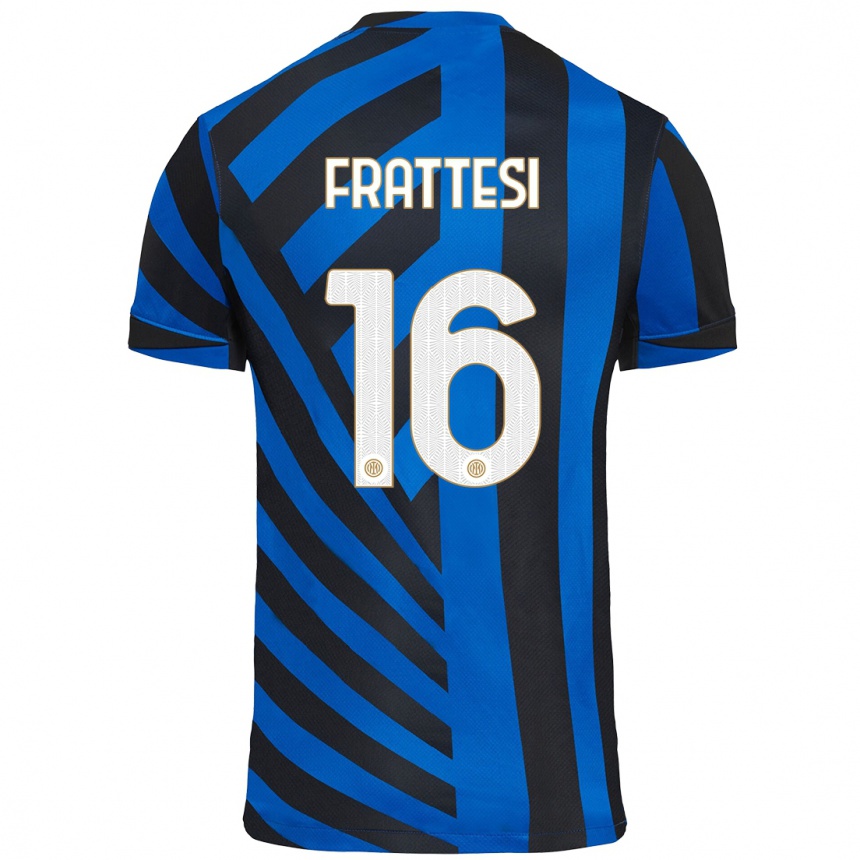 Kids Football Davide Frattesi #16 Blue Black Home Jersey 2024/25 T-Shirt Australia