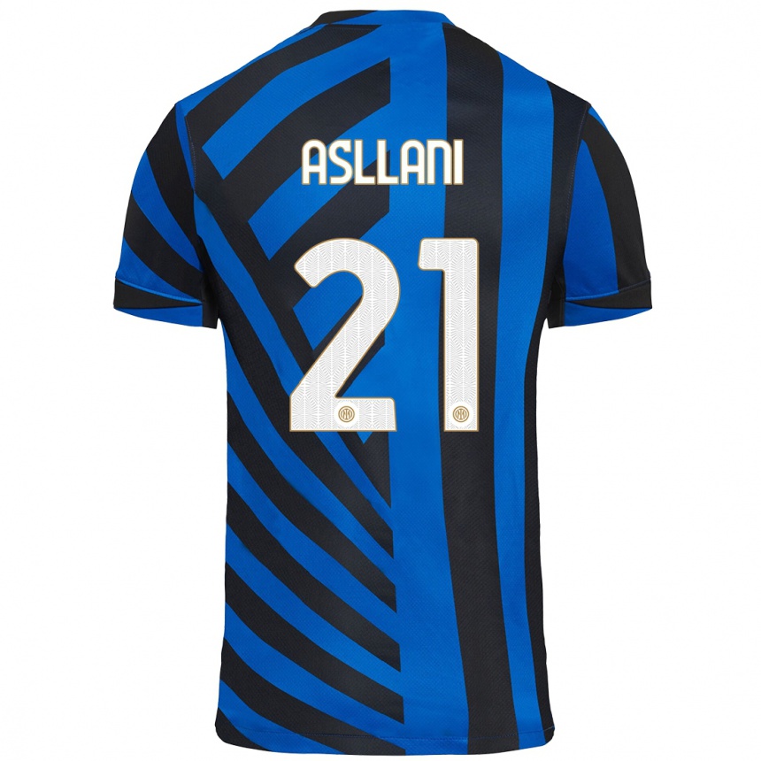 Kids Football Kristjan Asllani #21 Blue Black Home Jersey 2024/25 T-Shirt Australia