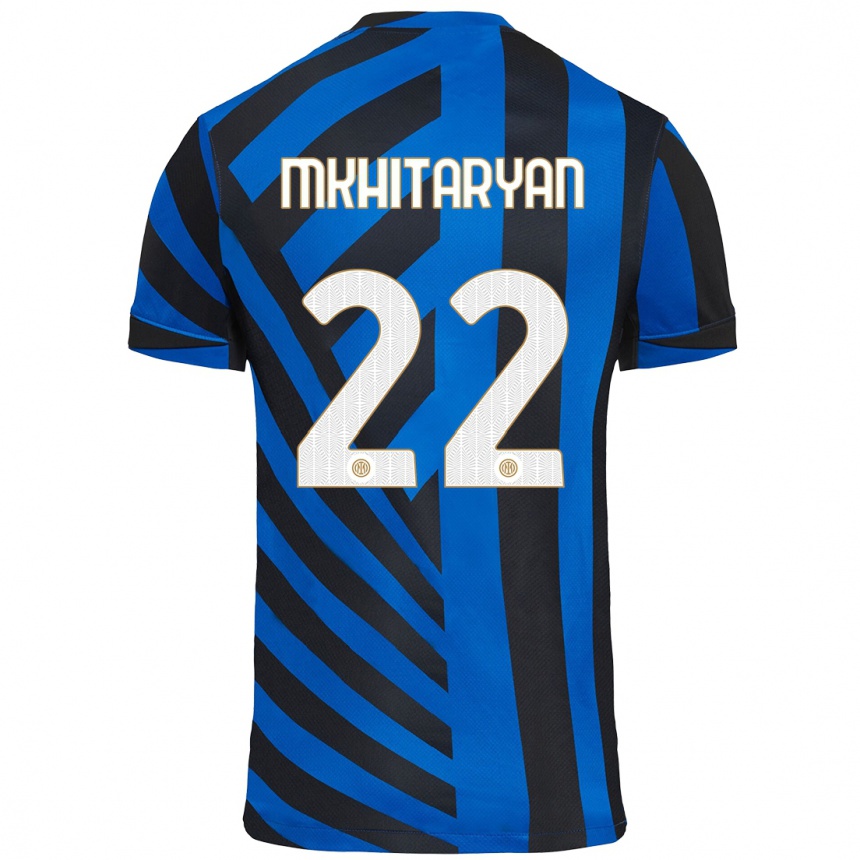 Kids Football Henrikh Mkhitaryan #22 Blue Black Home Jersey 2024/25 T-Shirt Australia