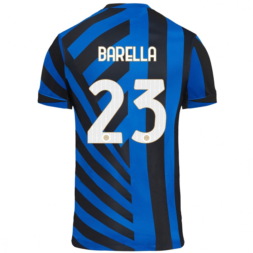 Kids Football Nicolo Barella #23 Blue Black Home Jersey 2024/25 T-Shirt Australia