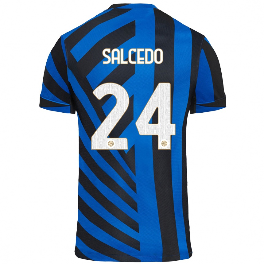 Kids Football Eddie Salcedo #24 Blue Black Home Jersey 2024/25 T-Shirt Australia