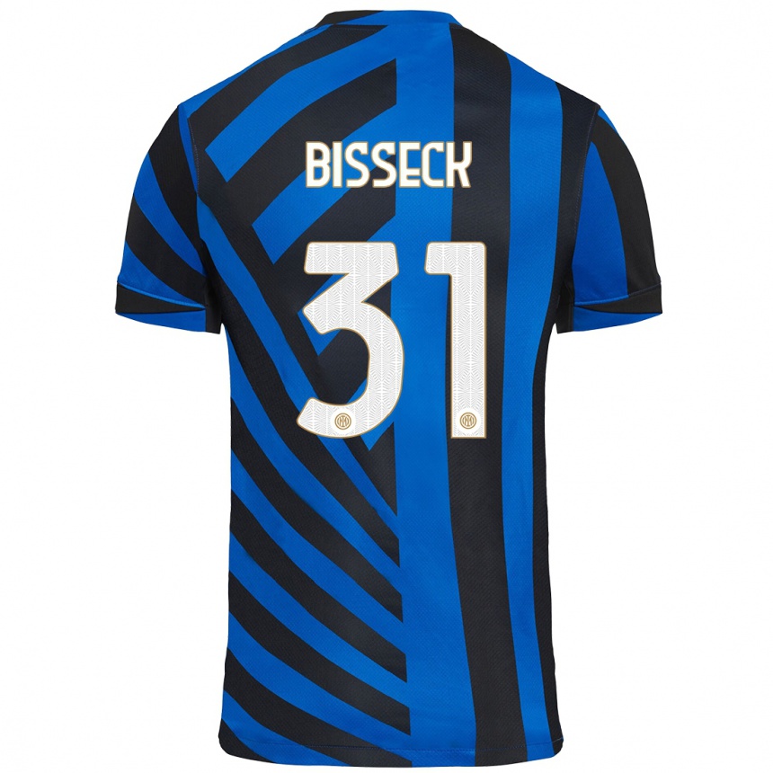 Kids Football Yann Bisseck #31 Blue Black Home Jersey 2024/25 T-Shirt Australia