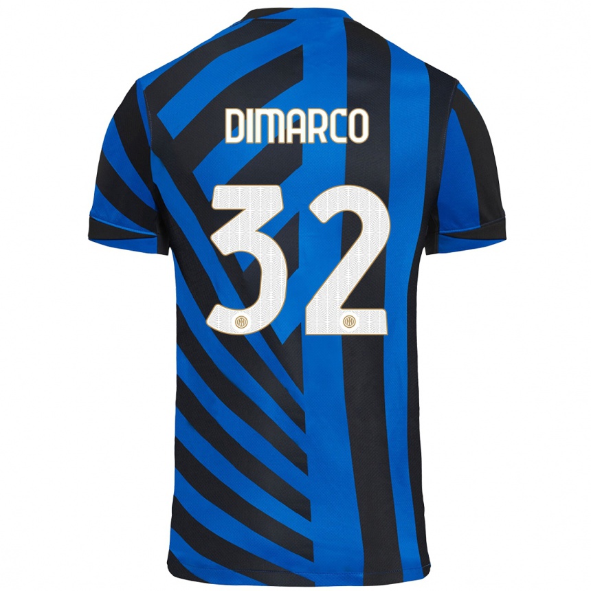 Kids Football Federico Dimarco #32 Blue Black Home Jersey 2024/25 T-Shirt Australia