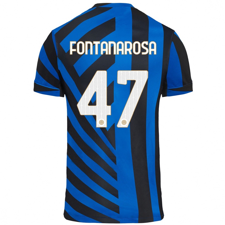 Kids Football Alessandro Fontanarosa #47 Blue Black Home Jersey 2024/25 T-Shirt Australia