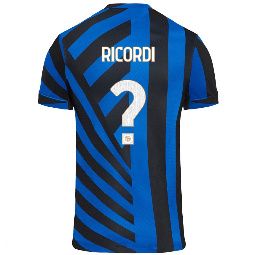 Kids Football Tommaso Ricordi #0 Blue Black Home Jersey 2024/25 T-Shirt Australia