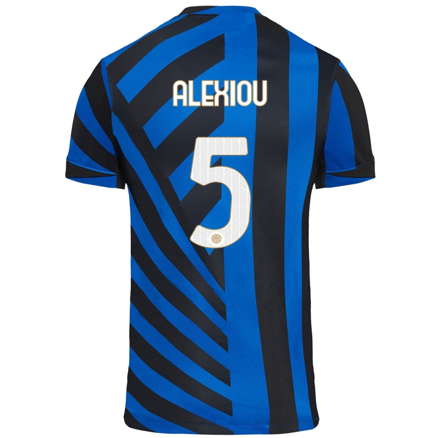 Kids Football Christos Alexiou #5 Blue Black Home Jersey 2024/25 T-Shirt Australia