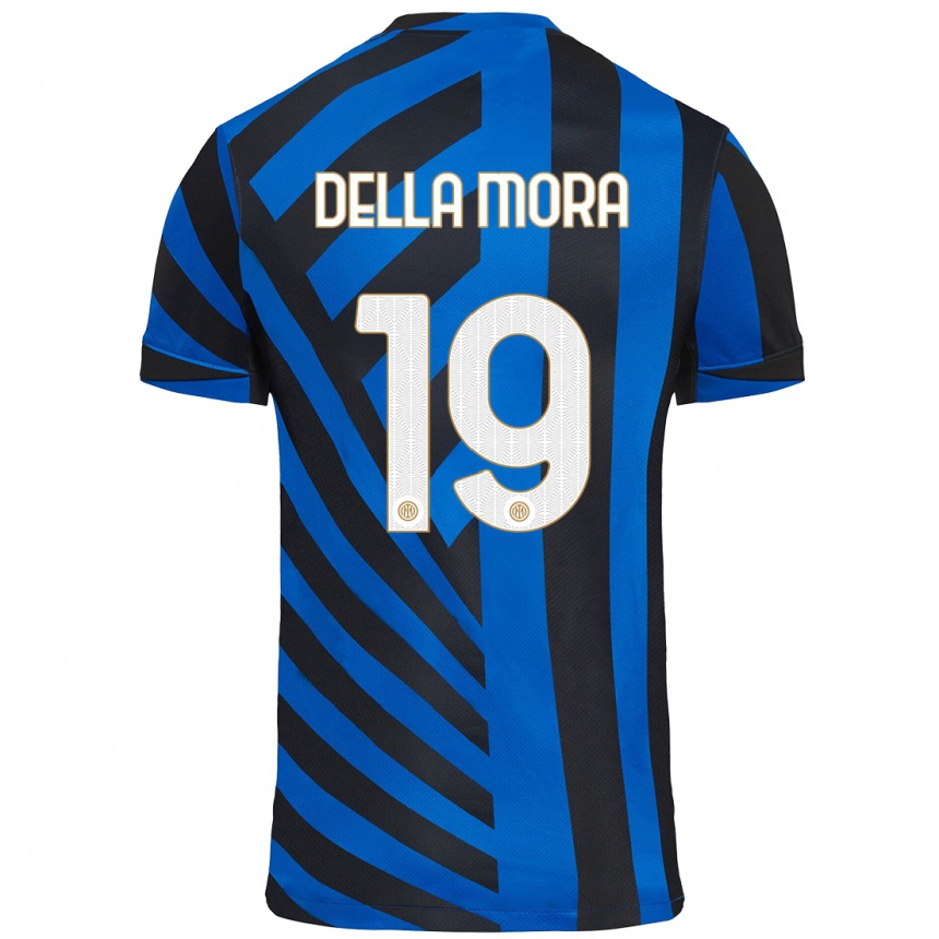 Kids Football Tommaso Della Mora #19 Blue Black Home Jersey 2024/25 T-Shirt Australia