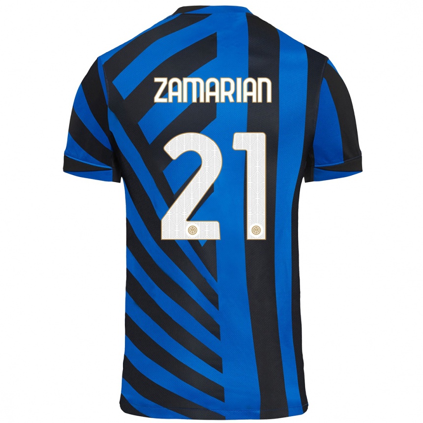 Kids Football Matteo Zamarian #21 Blue Black Home Jersey 2024/25 T-Shirt Australia