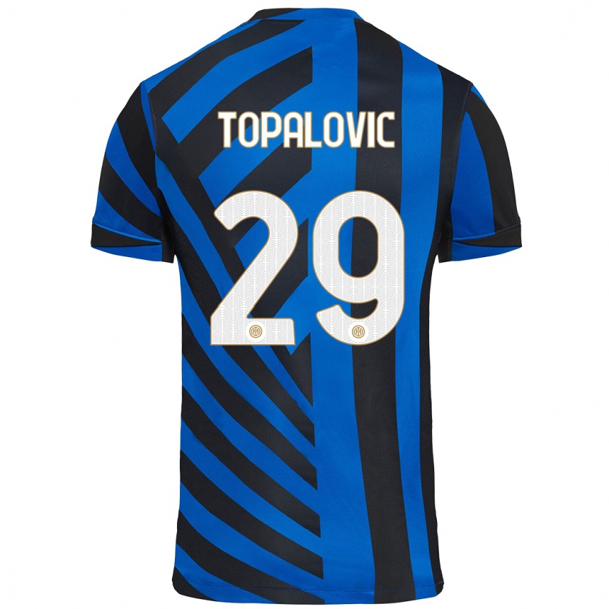 Kids Football Luka Topalovic #29 Blue Black Home Jersey 2024/25 T-Shirt Australia