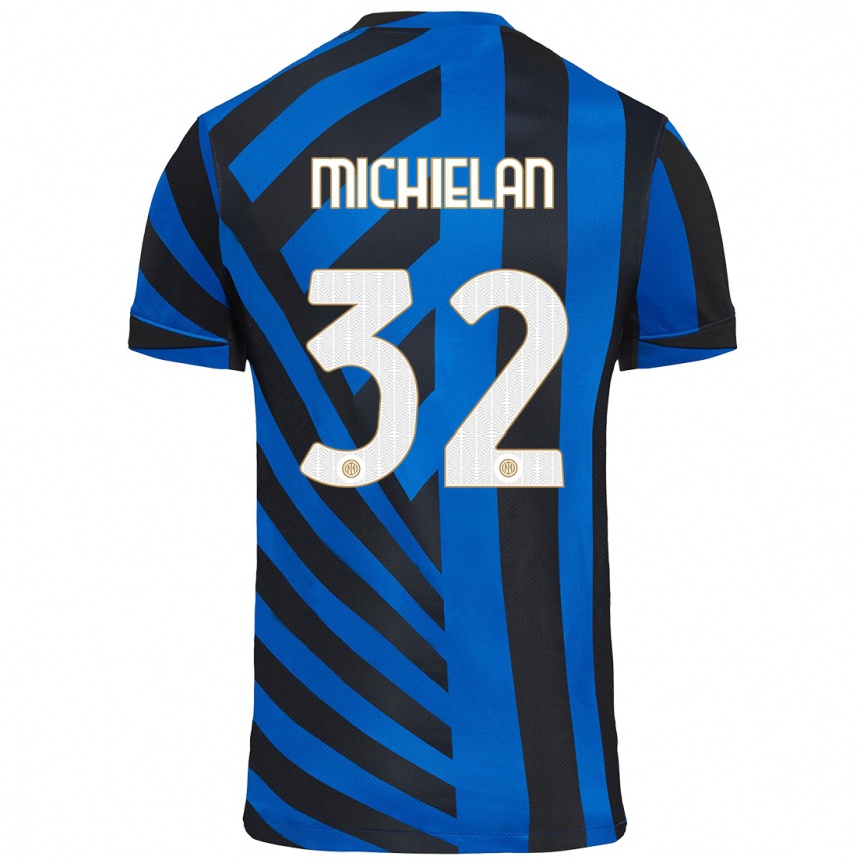 Kids Football Mattia Michielan #32 Blue Black Home Jersey 2024/25 T-Shirt Australia