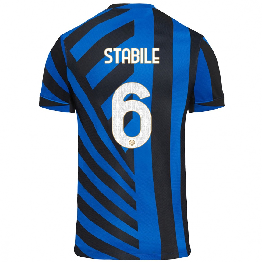 Kids Football Giacomo Stabile #6 Blue Black Home Jersey 2024/25 T-Shirt Australia