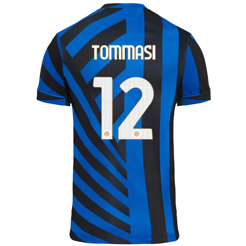 Kids Football Francesco Tommasi #12 Blue Black Home Jersey 2024/25 T-Shirt Australia