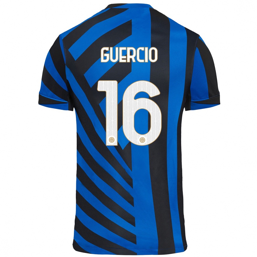 Kids Football Tommaso Guercio #16 Blue Black Home Jersey 2024/25 T-Shirt Australia