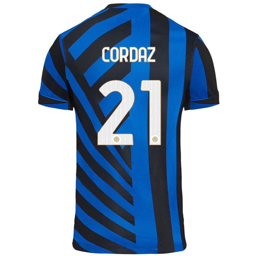 Kids Football Alex Cordaz #21 Blue Black Home Jersey 2024/25 T-Shirt Australia