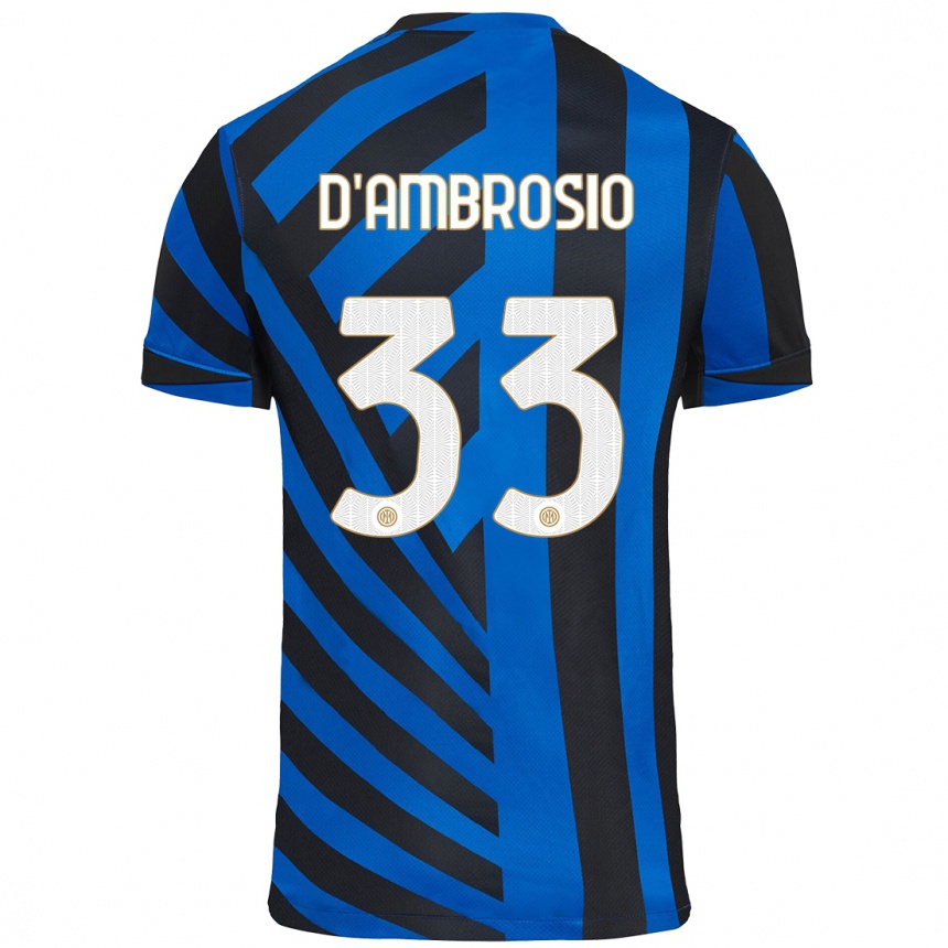 Kids Football Danilo D'ambrosio #33 Blue Black Home Jersey 2024/25 T-Shirt Australia