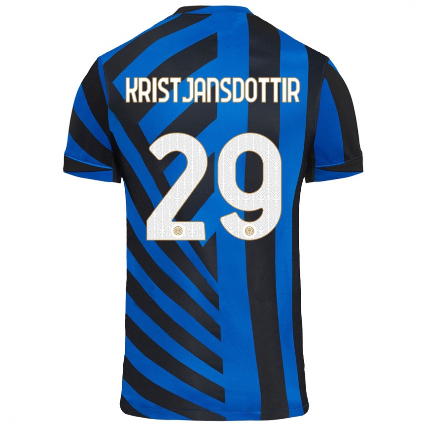 Kids Football Anna Bjork Kristjansdottir #29 Blue Black Home Jersey 2024/25 T-Shirt Australia