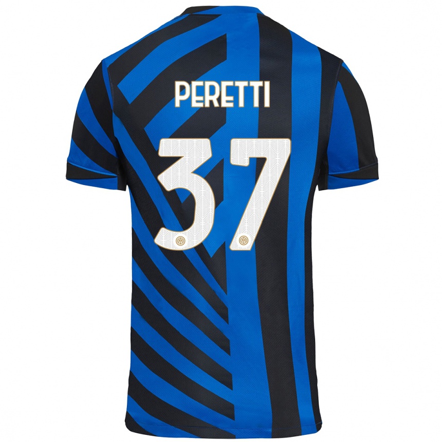 Kids Football Lorenzo Peretti #37 Blue Black Home Jersey 2024/25 T-Shirt Australia