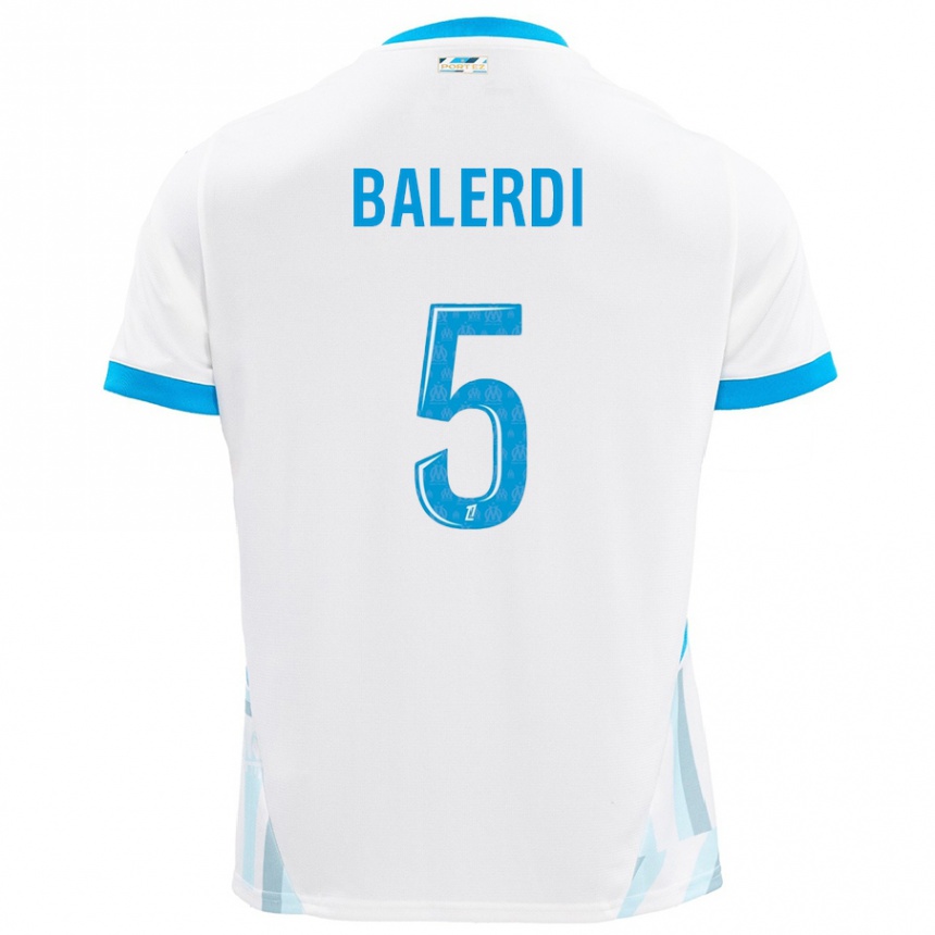 Kids Football Leonardo Balerdi #5 White Sky Blue Home Jersey 2024/25 T-Shirt Australia