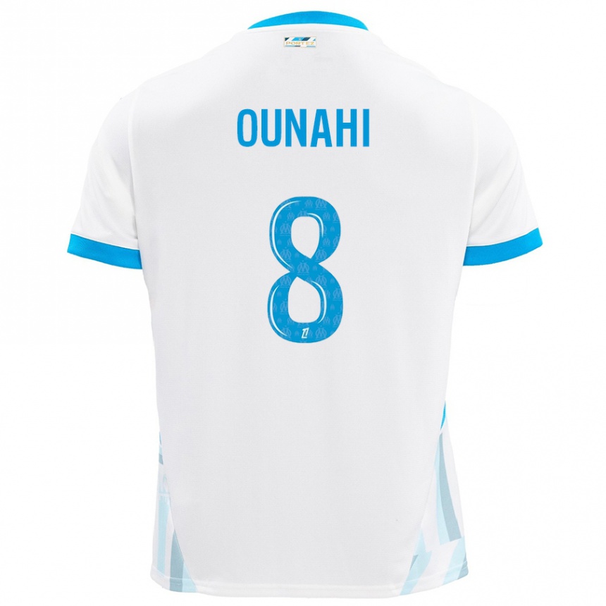 Kids Football Azzedine Ounahi #8 White Sky Blue Home Jersey 2024/25 T-Shirt Australia