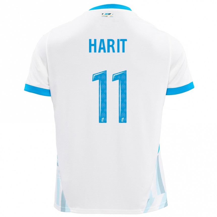 Kids Football Amine Harit #11 White Sky Blue Home Jersey 2024/25 T-Shirt Australia