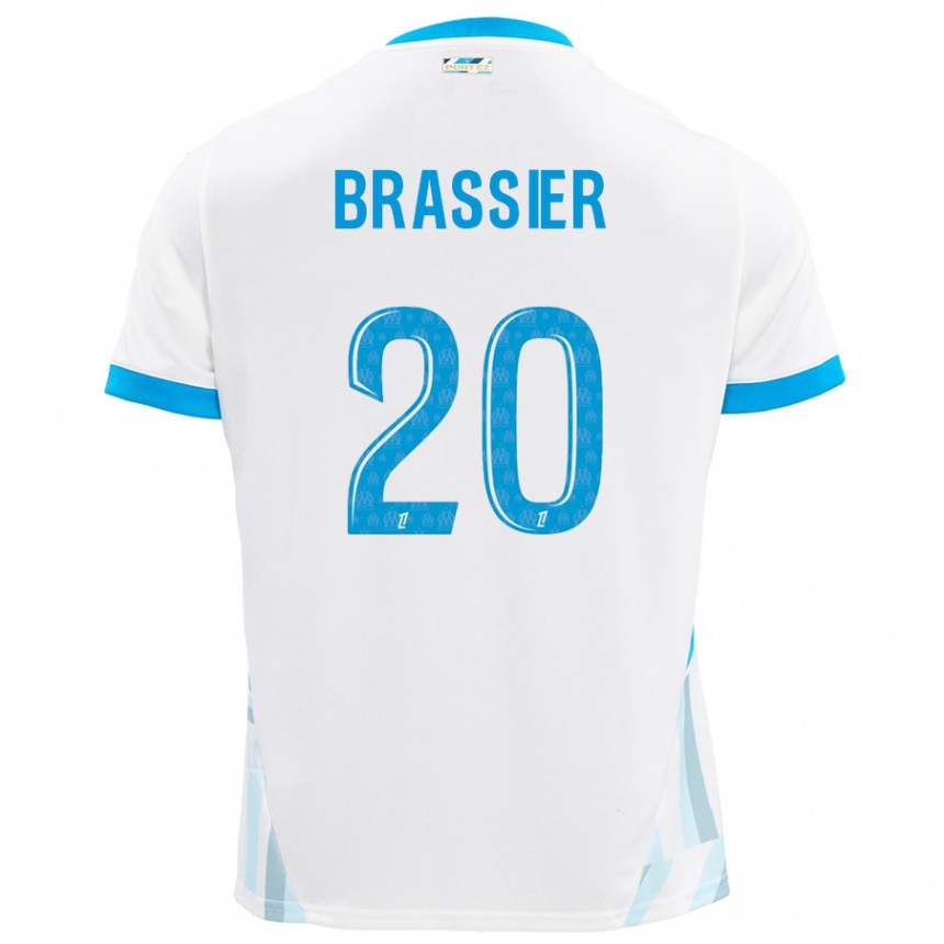 Kids Football Lilian Brassier #20 White Sky Blue Home Jersey 2024/25 T-Shirt Australia