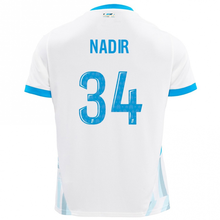 Kids Football Bilal Nadir #34 White Sky Blue Home Jersey 2024/25 T-Shirt Australia